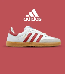 کفش کتانی مردانه و زنانه سفید قرمز ADIDAS Samba مدل 4233