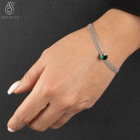 دستبند نقره زمردک