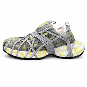 کفش کتانی مردانه مدل بالنسیاگا اسپایدر کاستوم طوسی زرد BALENCIAGA SPIDE
