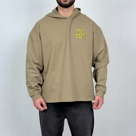 هودی مردانه سبز سدری پنبه دو نخ طرح مینیمال