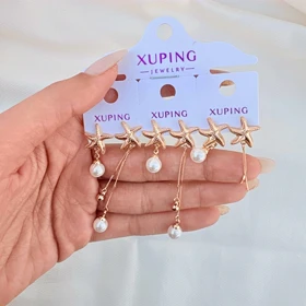 گوشواره ستاره نامتقارن مرواریدی ژوپینگ