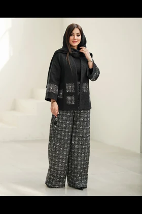 مانتو شلوار تیکه دوزی مربع