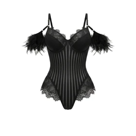 بادی فانتزی زنانه مدل پر دار راه راه 1044