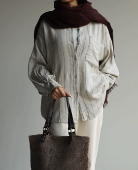 شومیز راه‌راه لینن tghv_h&m