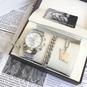 ست لوکس مردانه ساعت گردنبند دستبند انگشتر 300350440