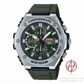 ساعت مچی مردانه کاسیو (Casio) مدل MWA-300H-3AV (طراحی کرونوگراف، صفحه سبز زیتونی، ضد آب 100 متر)