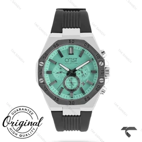 ساعت کرست مردانه 6322-1 صفحه سبز بند مشکی Crest-10999-G