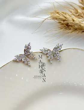 گوشواره دخترانه پروانه کریستال طرح مرداس
