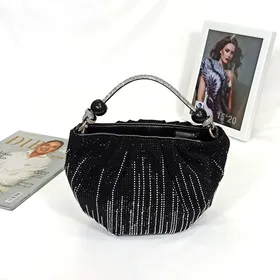 کیف دسته نگین‌دار مشکی