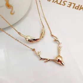 گردنبند دو لاین پر و گوزن برند ژوپینگ
