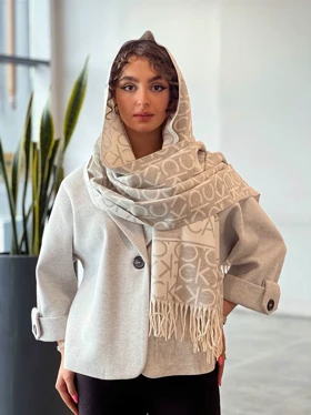 شال موهر ck (طوسی سفید)