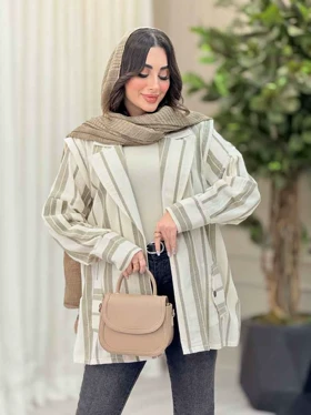 مانتو راه راه پشت پاگن بغل چاک