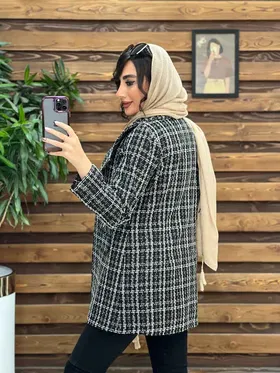 مانتو چهارخونه لمه دار