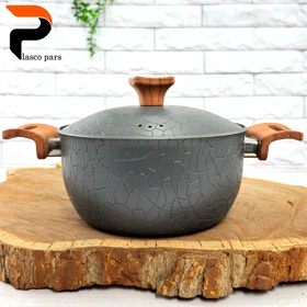 قابلمه 20 آنتیک دسته چوبی گرانیتی طوسی هاناتک