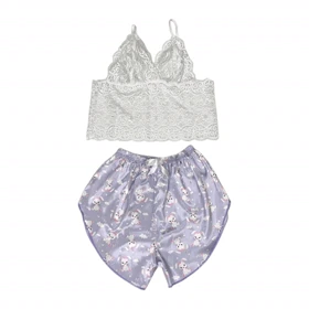 ست نیمتنه گیپور و شلوارک طرح خرگوش 031