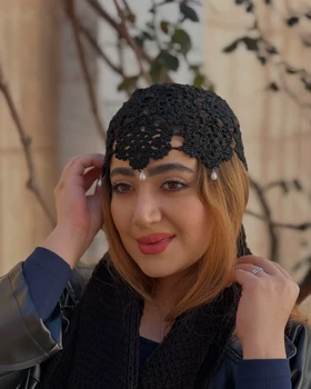 کلاه مکرومه دست بافت