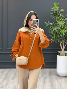 مانتو جلوبسته آستین گت دار
