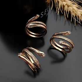 انگشتر طرح مار نگین‌دار ژوپینگ کد 629