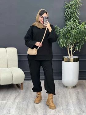ست هودی و شلوار طرح لوزی