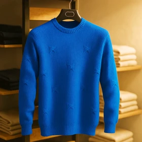 ژاکت پلیور آبی ایتالیایی فری سایز مناسب سایزهای L تا 2XL