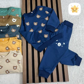 بلوز شلوار اسپرت (دختر و پسر) اقتصادی مدل خرسی کد 19 مناسب 2 تا 8 سال