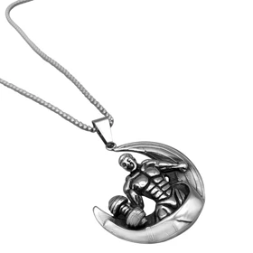 گردنبند استیل فیگور مدل جلو بازو تک دست Moon 78020