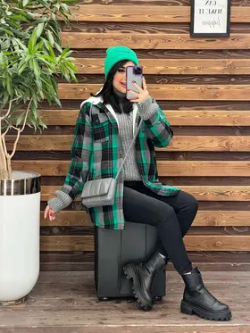 پالتو چهارخونه داخل خز