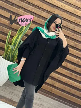مانتو جلو دکمه جیب هلالی