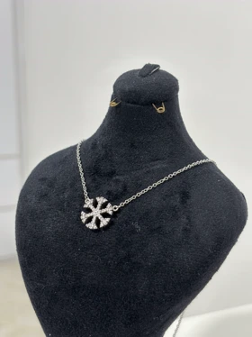 گردنبند نقره زنانه دونه برفی نگینی 989
