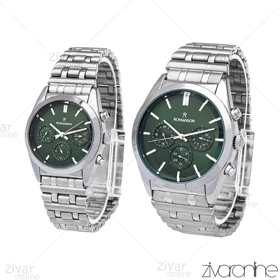 ست ساعت رومانسون سه موتوره نقره ای صفحه سبز 106260