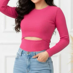 بلوز پایین اشکی یقه گرد