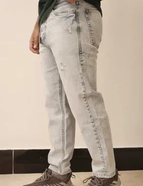 شلوار مام فیت آبی یخی کشی