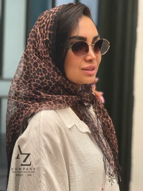 روسری سه گوش تور طرح پلنگی ریز مناسب تابستان