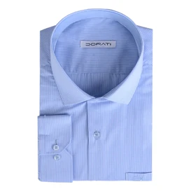 پیراهن مردانه رسمی چهارخونه‌ریز آبی روشن