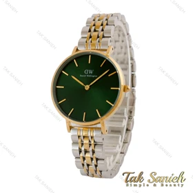 ساعت DW زنانه دورنگ طلایی صفحه سبز مدیوم DW-5285-L