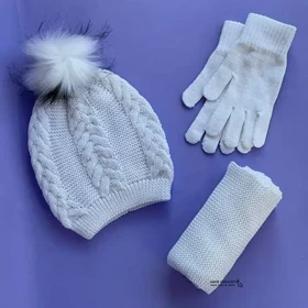 ست کلاه شال و دستکش بافت اندلس