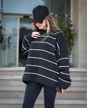 بلوز بافت لش خط‌دار ( پینترستی)