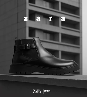 بوت مردانه چرمی مشکی ZARA مدل 5912