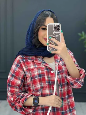 مانتو چهارخونه دوجیب آستین پاگن دار
