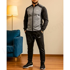 گرمکن و شلوار ماراتن استرج جلو شمعی مردانه رنگ طوسی