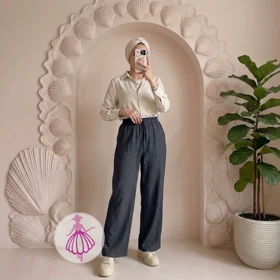 شلوار شانتون لمه دار نیم بگ