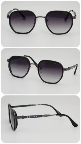 عینک آفتابی مردانه و زنانه پرادا Prada SPS111/S ضد اشعه UV400 ایتالیایی (فریم مشکی عدسی‌ها سبز سایه روشن)