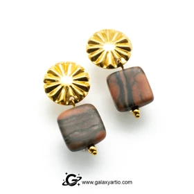 گوشواره سنگ جاسپر پلی کروم