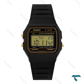 ساعت کاسیو F-91W نوستالژی مشکی طلایی Casio-7651-U