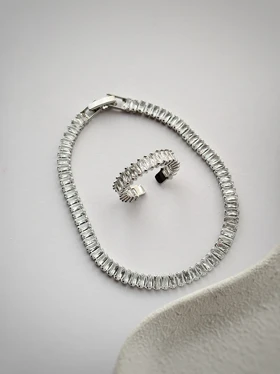 ست دستبند و انگشتر جواهری نگین باگتی