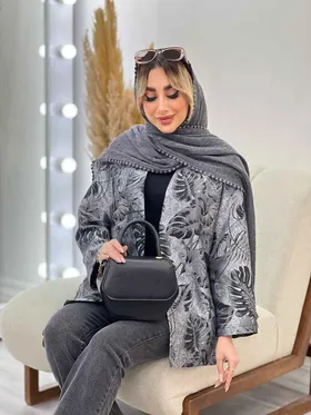 مانتو ژاکارد جلو باز طرح دار