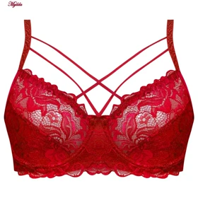 سوتین فنردار رنگ قرمز مدل هارنس ضربدری ماییلدا کد 5334