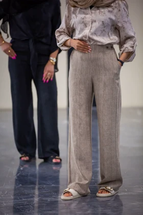 شلوار پرینی خطی بغل دکمه