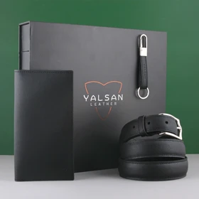 ست هدیه مردانه چرم یلسان پارلا کد KIA-KAYA-GS-024 (مشکی)