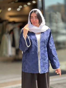 مانتو کتی ژاکارد مروارید دوزی شده کد 856